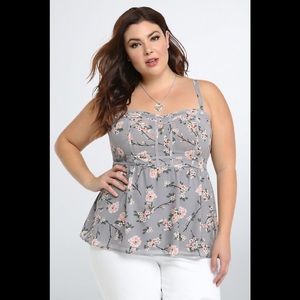 Torrid Floral Chiffon BabyDoll Cami Top